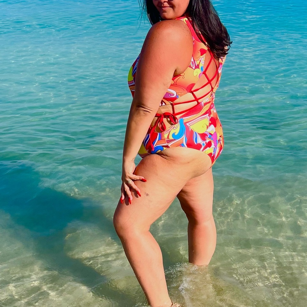 SHEIN Colorful Abstract One Piece Swimsuit
